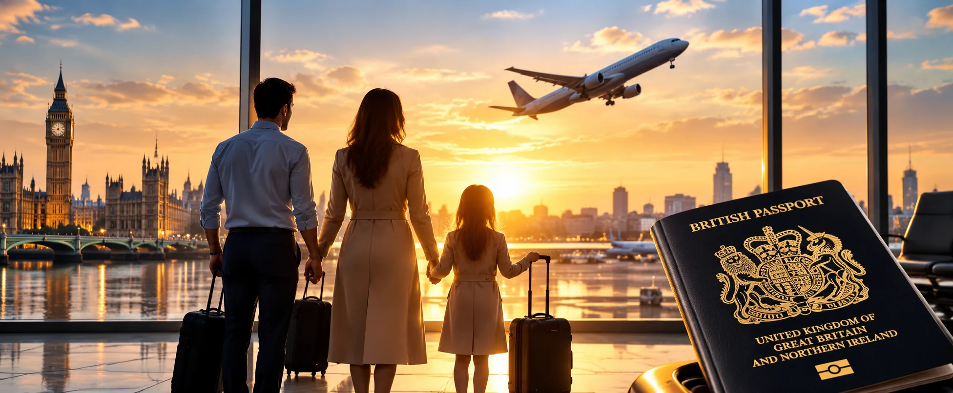 Family arriving in the UK